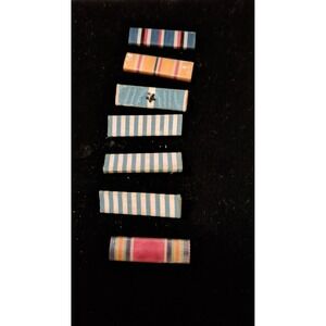 Vintage US Military Ribbon Bars Lot of 7 WWII Era Campaign Service Medals